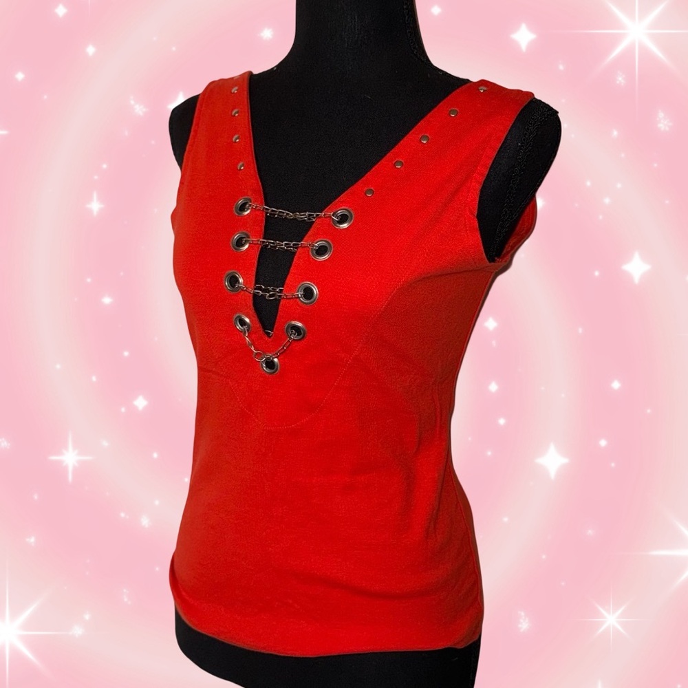 Vance Bikewear Women’s Red Chain Detail Tank Size Large
